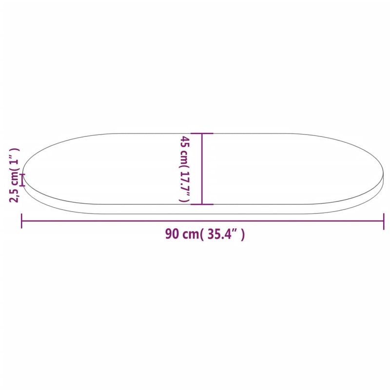 Casa si Gradina - Mobilier - Feronerie si accesorii mobila - Blat de masa, 90x45x2,5 cm, lemn masiv de pin, oval - Infinity.ro
