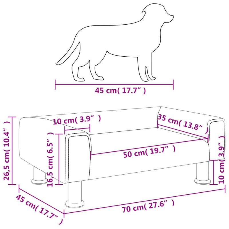Petshop - Accesorii petshop - Culcusuri si custi - Culcusuri si saltele - Pat de caini, negru, 70x45x26,5 cm, catifea - Infinity.ro