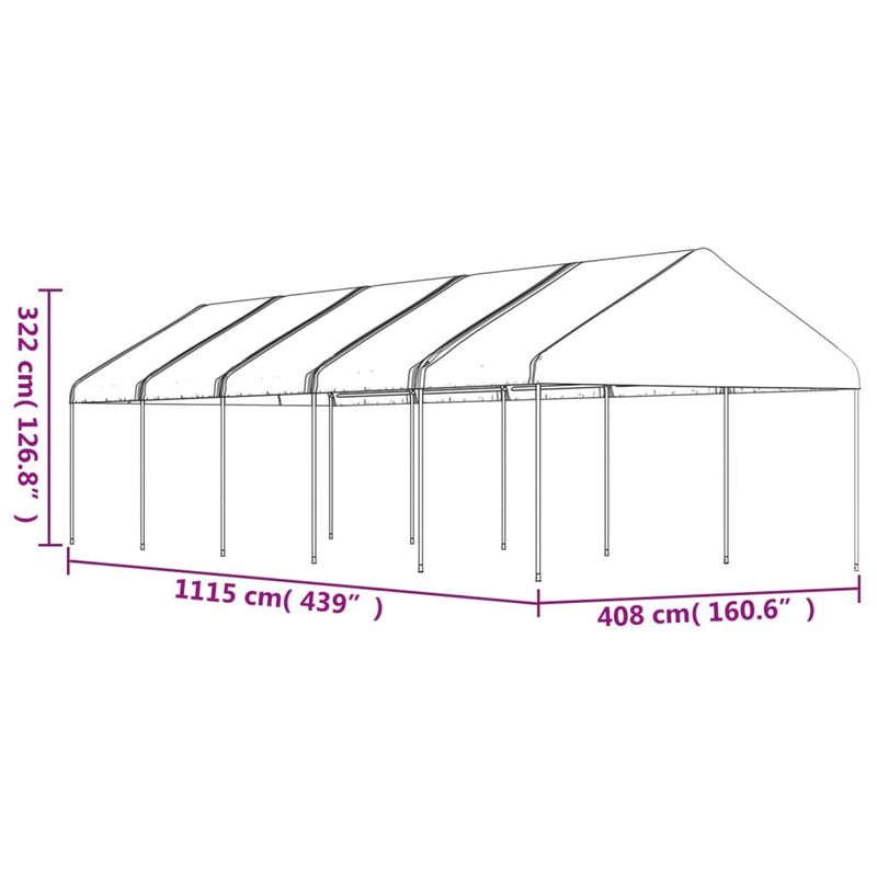 Casa si Gradina - Gradina si terasa - Umbrele si pavilioane - Pavilioane - Foisor cu acoperis, alb, 11,15x4,08x3,22 m, polietilena - Infinity.ro