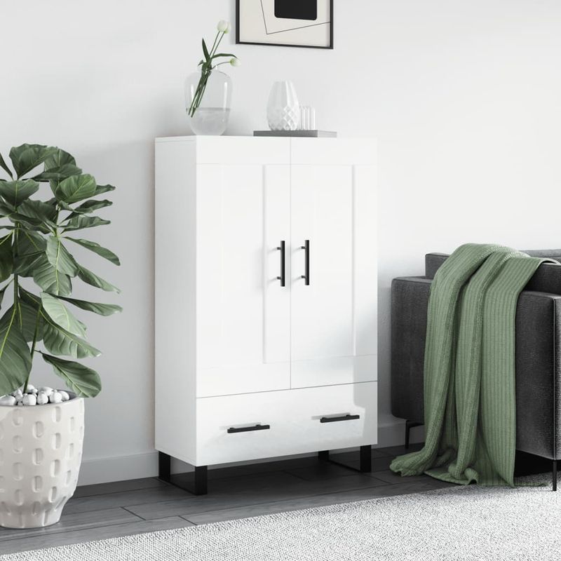 Casa si Gradina/Mobilier/Comode si corpuri/Comode - Dulap inalt, alb extralucios, 69,5x31x115 cm, lemn prelucrat - Infinity.ro