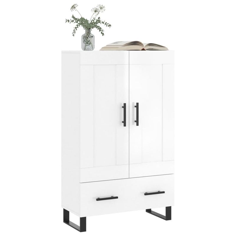 Casa si Gradina/Mobilier/Comode si corpuri/Comode - Dulap inalt, alb extralucios, 69,5x31x115 cm, lemn prelucrat - Infinity.ro
