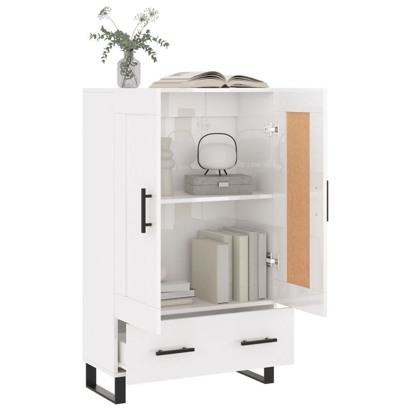 Casa si Gradina/Mobilier/Comode si corpuri/Comode - Dulap inalt, alb extralucios, 69,5x31x115 cm, lemn prelucrat - Infinity.ro