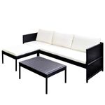 Casa si Gradina - Gradina si terasa - Mobilier exterior - Seturi mobila gradina - Set mobilier de gradina cu perne, 3 piese, negru, poliratan - Infinity.ro
