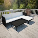 Casa si Gradina - Gradina si terasa - Mobilier exterior - Seturi mobila gradina - Set mobilier de gradina cu perne, 3 piese, negru, poliratan - Infinity.ro
