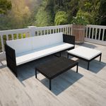 Casa si Gradina - Gradina si terasa - Mobilier exterior - Seturi mobila gradina - Set mobilier de gradina cu perne, 3 piese, negru, poliratan - Infinity.ro