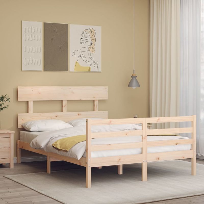 Casa si Gradina - Mobilier - Paturi si accesorii - Paturi - Cadru de pat cu tablie, 140x190 cm, lemn masiv - Infinity.ro