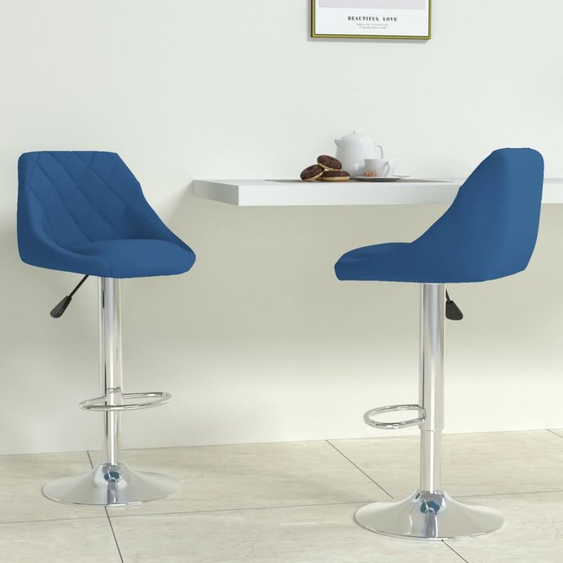 Casa si Gradina - Mobilier - Scaune si fotolii - Scaune - Scaune de bar, 2 buc., albastru, catifea - Infinity.ro