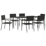 Casa si Gradina - Gradina si terasa - Mobilier exterior - Seturi mobila gradina - Set mobilier de gradina, 7 piese, negru, poliratan si otel - Infinity.ro