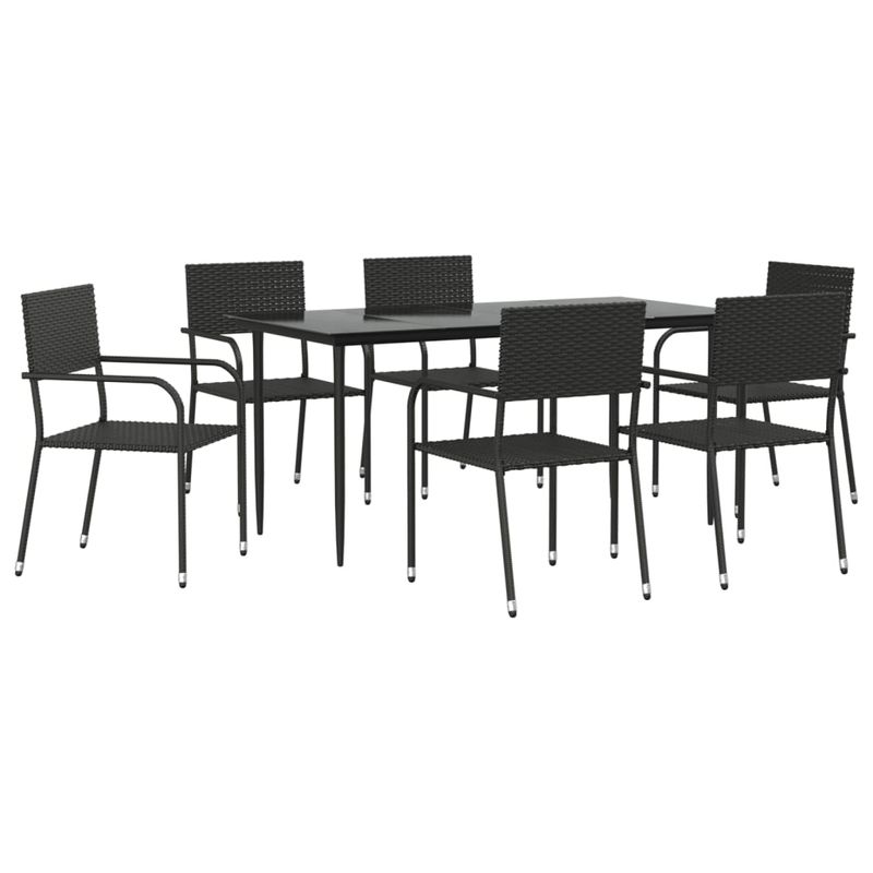 Casa si Gradina - Gradina si terasa - Mobilier exterior - Seturi mobila gradina - Set mobilier de gradina, 7 piese, negru, poliratan si otel - Infinity.ro