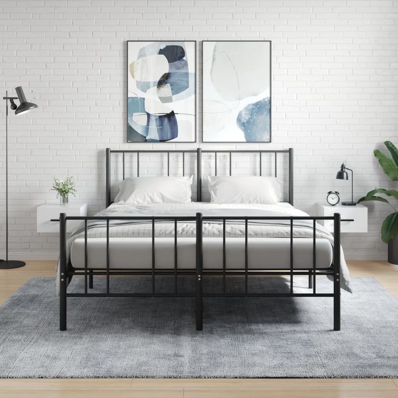 Casa si Gradina - Mobilier - Comode si corpuri - Noptiere - Noptiere de perete, 2 buc., alb extralucios, 35x35x20 cm - Infinity.ro