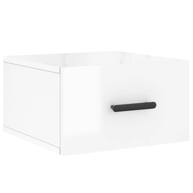 Casa si Gradina - Mobilier - Comode si corpuri - Noptiere - Noptiere de perete, 2 buc., alb extralucios, 35x35x20 cm - Infinity.ro