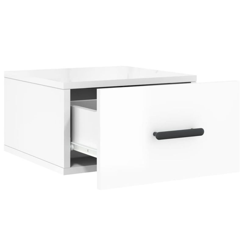 Casa si Gradina - Mobilier - Comode si corpuri - Noptiere - Noptiere de perete, 2 buc., alb extralucios, 35x35x20 cm - Infinity.ro
