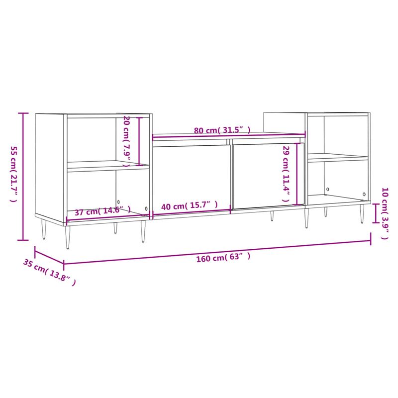 Casa si Gradina - Mobilier - Comode si corpuri - Comode - Comoda TV, stejar sonoma, 160x35x55 cm, lemn prelucrat - Infinity.ro