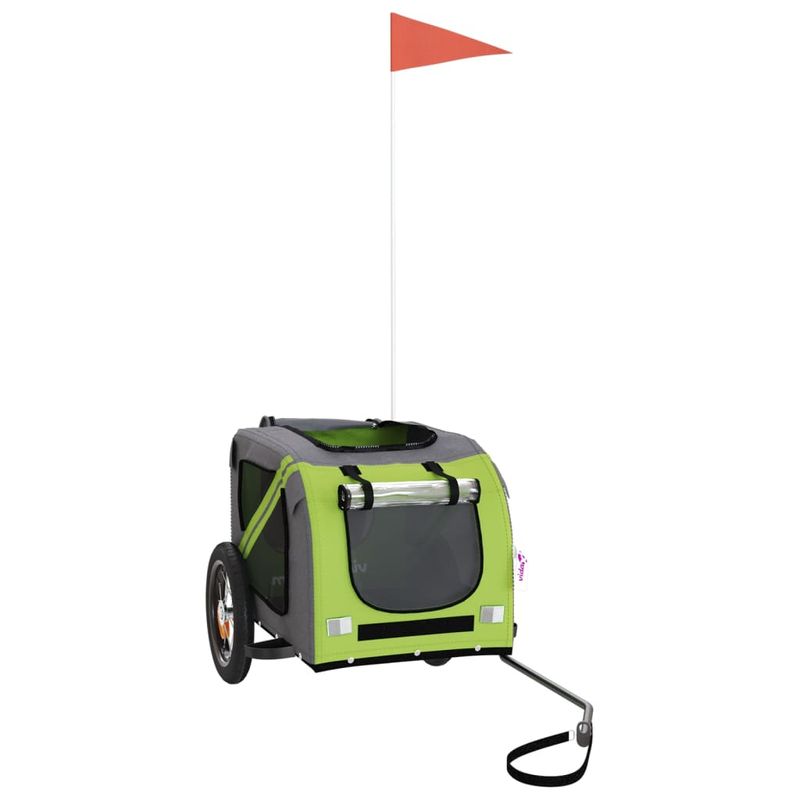 Petshop - Accesorii petshop - Culcusuri si custi - Genti si articole transport - Remorca bicicleta animale companie verde/gri textil oxford/fier - Infinity.ro