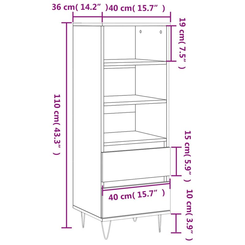 Casa si Gradina - Mobilier - Comode si corpuri - Corpuri bucatarie - Dulap inalt, alb, 40x36x110 cm, lemn compozit - Infinity.ro