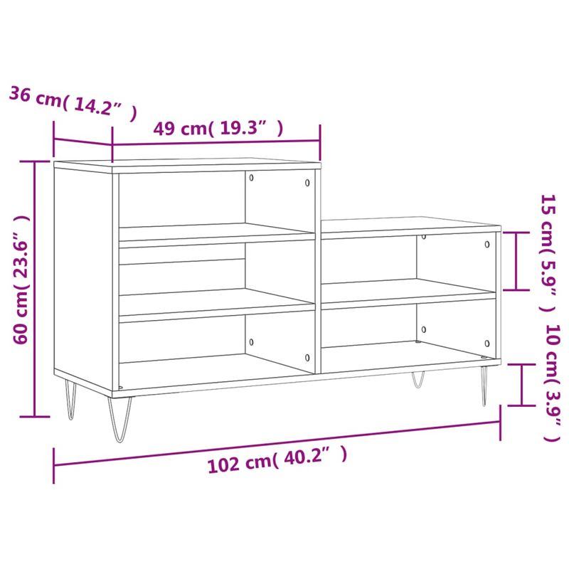 Casa si Gradina - Mobilier - Organizare si depozitare - Organizator incaltaminte - Pantofar, gri sonoma, 102x36x60 cm, lemn prelucrat - Infinity.ro