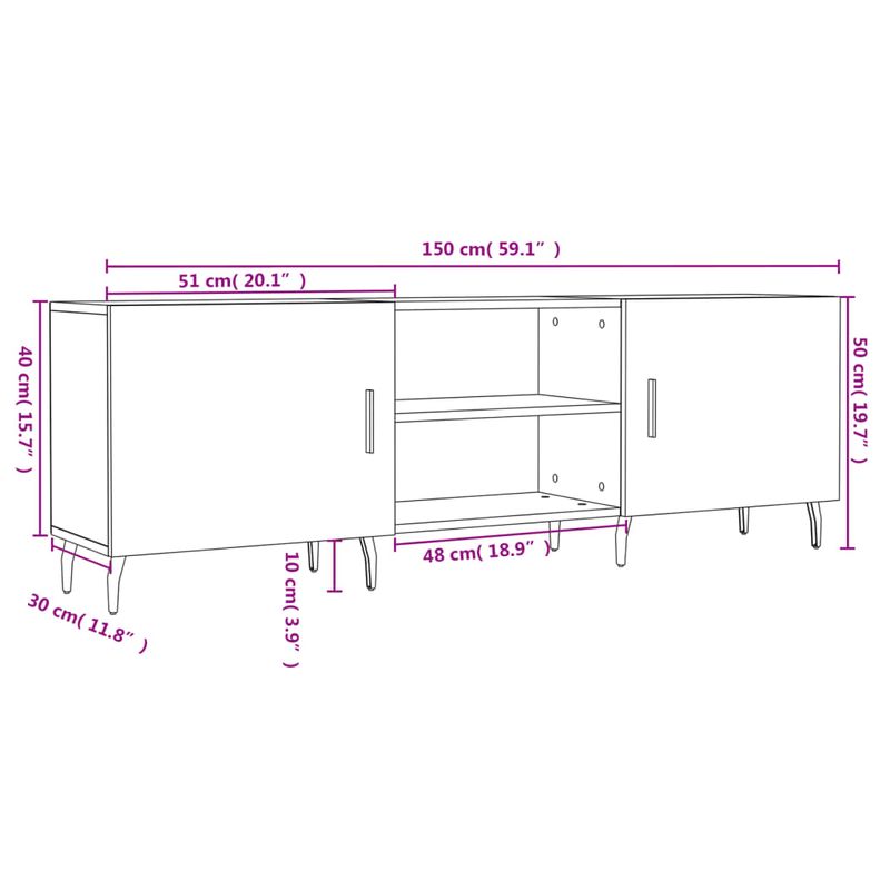 Casa si Gradina - Mobilier - Comode si corpuri - Comode - Comoda TV, gri beton, 150x30x50 cm, lemn compozit - Infinity.ro