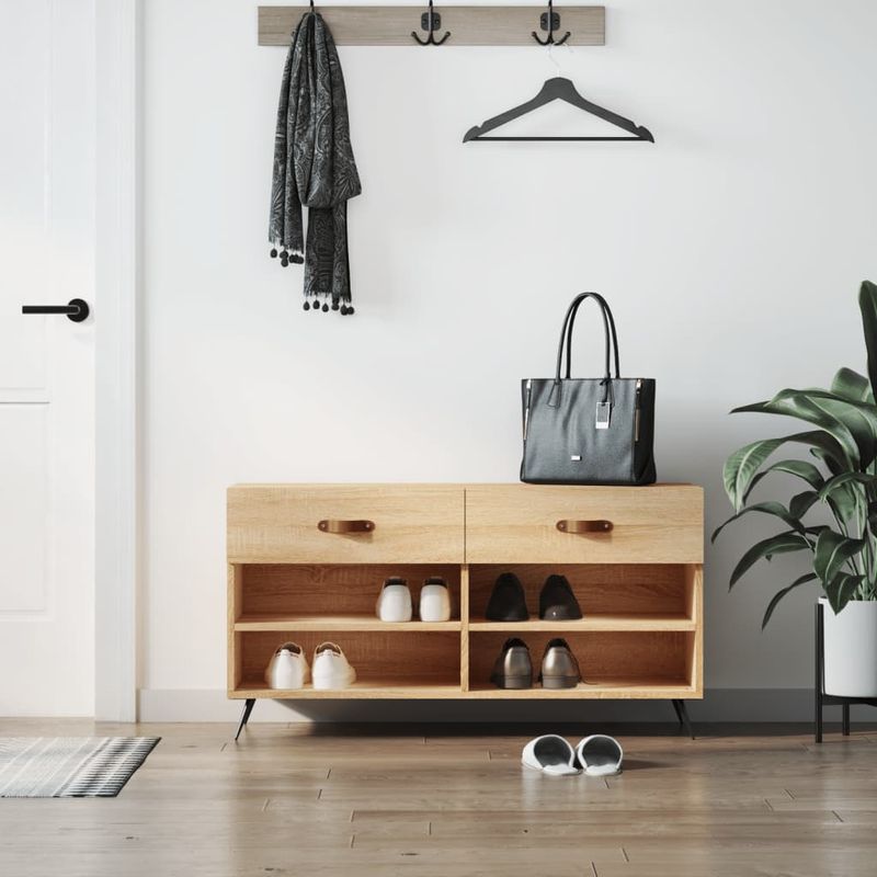 Casa si Gradina - Mobilier - Organizare si depozitare - Organizator incaltaminte - Bancheta pantofar, stejar sonoma, 102x35x55 cm, lemn prelucrat - Infinity.ro