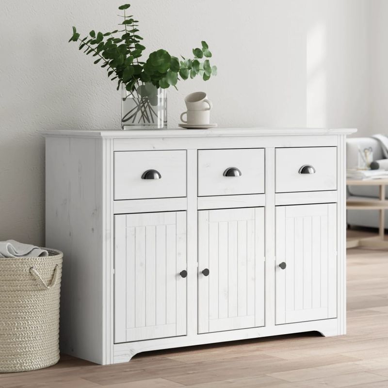 Casa si Gradina - Mobilier - Comode si corpuri - Comode - Servanta "BODO", alb, 115x43x79,5 cm, lemn masiv de pin - Infinity.ro