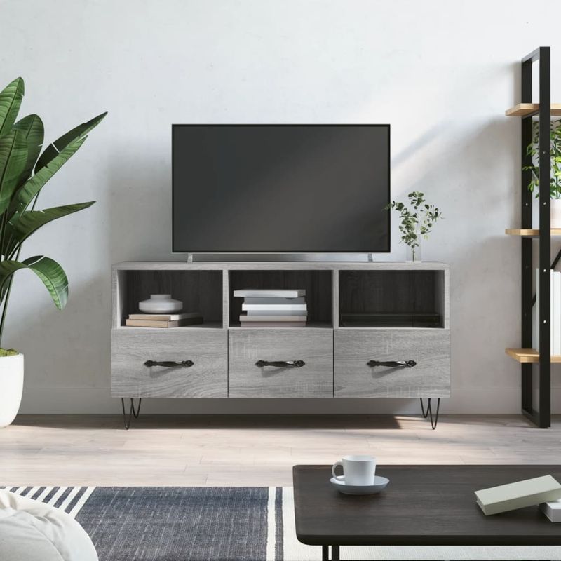 Casa si Gradina - Mobilier - Comode si corpuri - Comode - Dulap TV, gri sonoma, 102x36x50 cm, lemn prelucrat - Infinity.ro