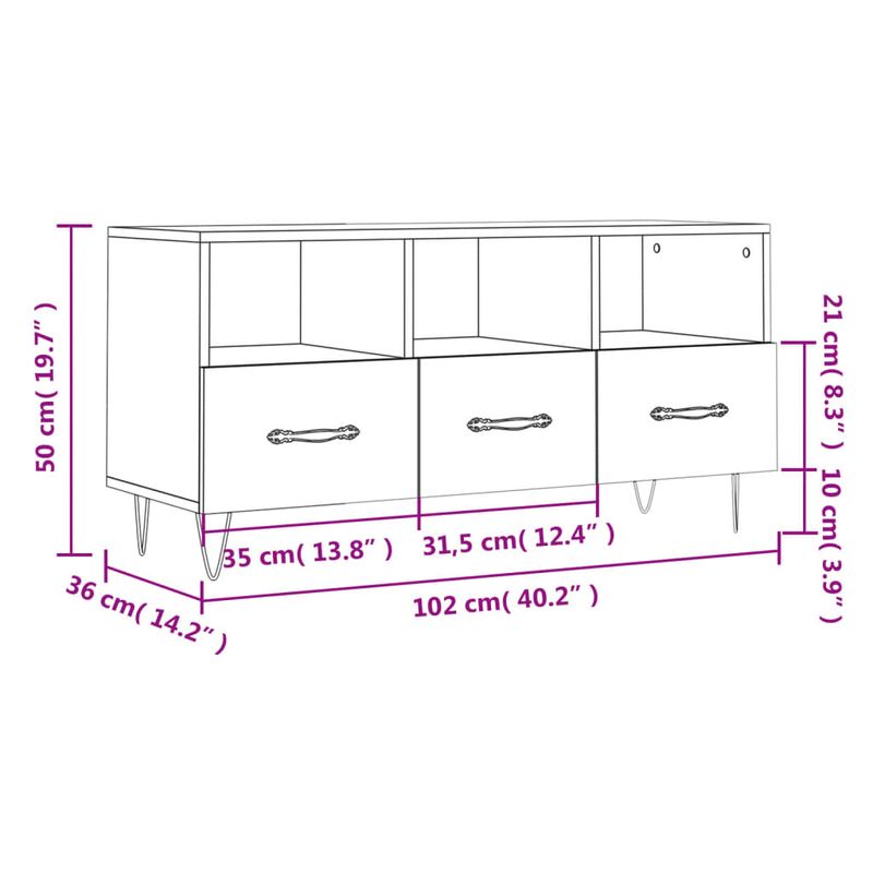 Casa si Gradina - Mobilier - Comode si corpuri - Comode - Dulap TV, gri sonoma, 102x36x50 cm, lemn prelucrat - Infinity.ro