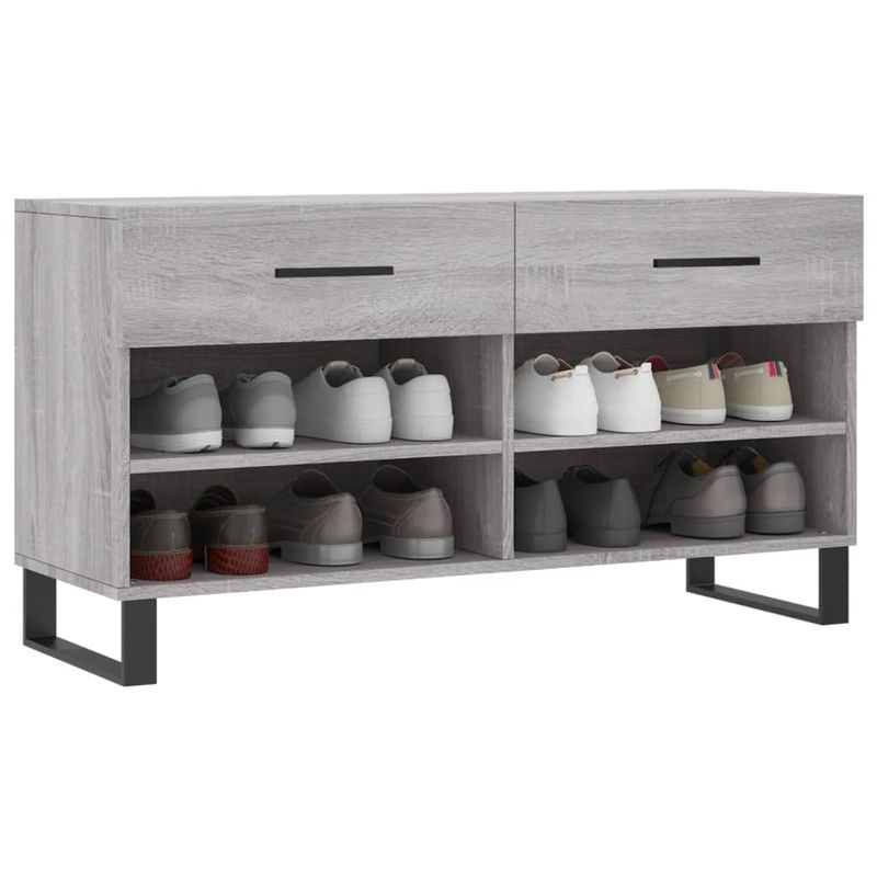 Casa si Gradina - Mobilier - Organizare si depozitare - Organizator incaltaminte - Banca de pantofi, gri sonoma, 102x35x55 cm, lemn prelucrat - Infinity.ro
