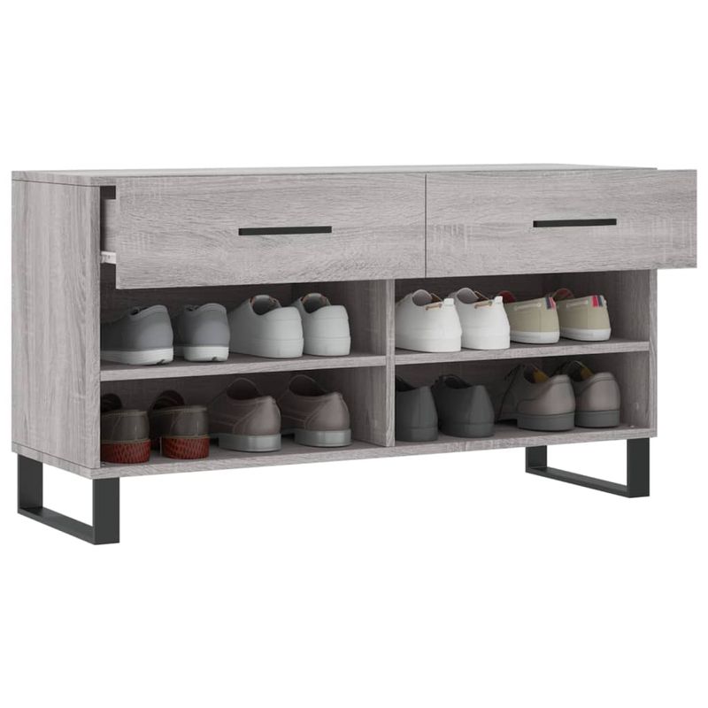 Casa si Gradina - Mobilier - Organizare si depozitare - Organizator incaltaminte - Banca de pantofi, gri sonoma, 102x35x55 cm, lemn prelucrat - Infinity.ro