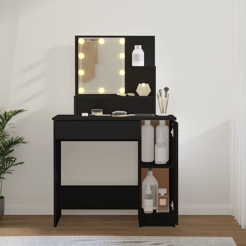 Casa si Gradina - Mobilier - Comode si corpuri - Masute de toaleta - Masa de toaleta cu LED, negru, 86,5x35x136 cm - Infinity.ro