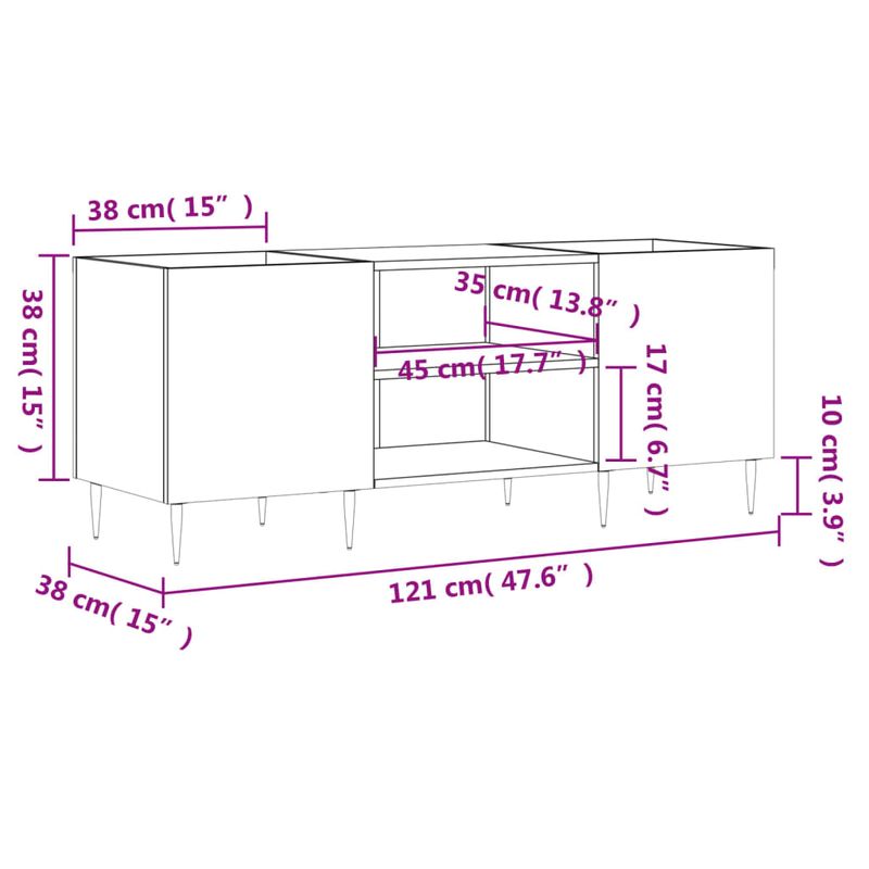 Casa si Gradina - Mobilier - Dulapuri si sifoniere - Dulapuri - Dulap pentru discuri gri beton, 121x38x48 cm, lemn prelucrat - Infinity.ro