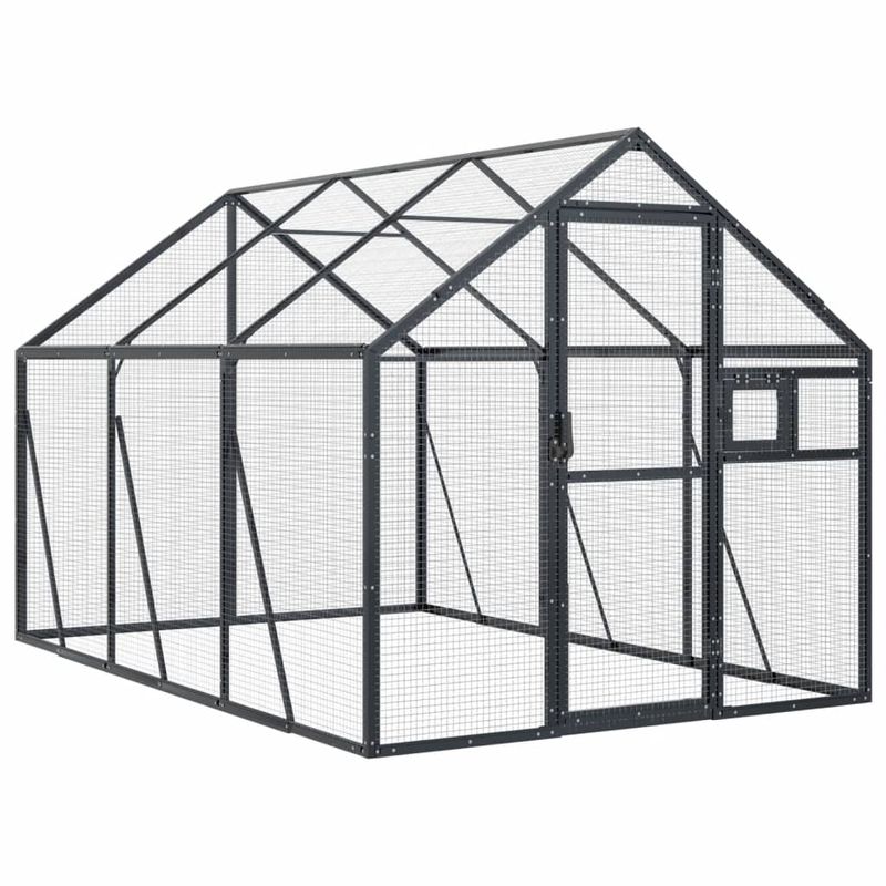 Petshop - Accesorii petshop - Culcusuri si custi - Tarcuri si colivii - Voliera de pasari, antracit, 1,79x3x1,85 m, aluminiu - Infinity.ro