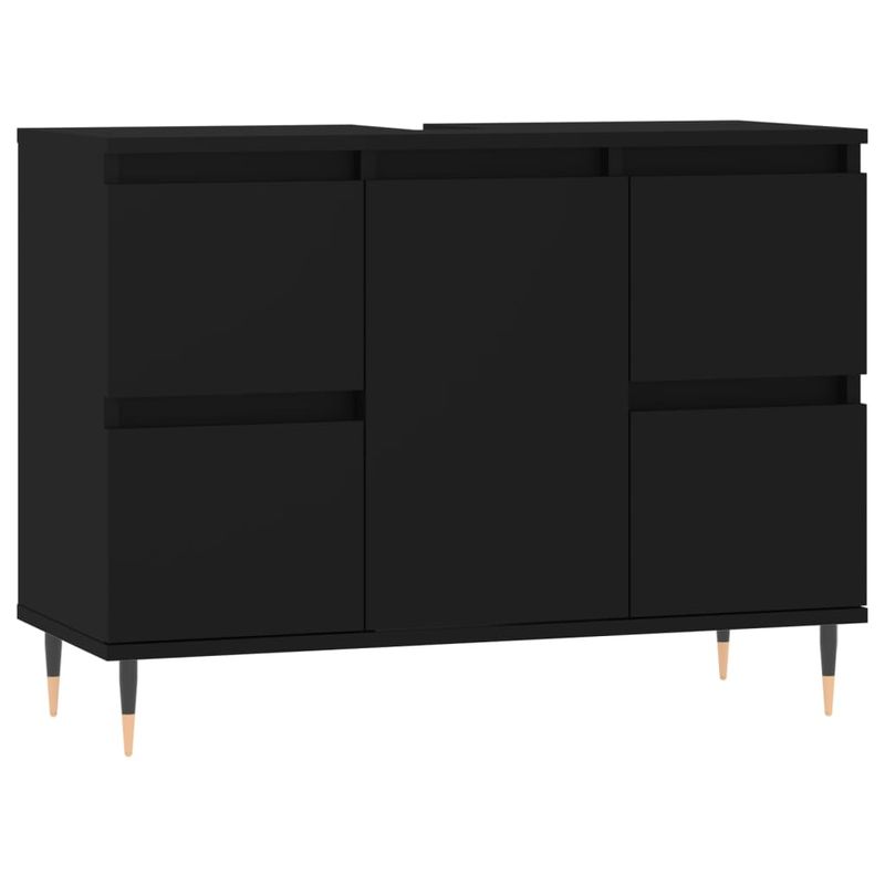 Casa si Gradina - Mobilier - Mobilier baie - Comode baie - Comoda pentru baie, negru, 80x33x60 cm, lemn compozit - Infinity.ro