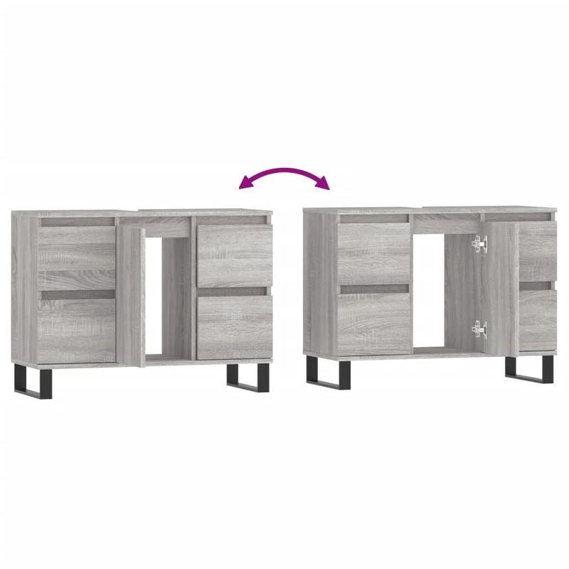 Casa si Gradina - Mobilier - Mobilier baie - Comode baie - Comoda pentru baie, gri sonoma, 80x33x60 cm, lemn compozit - Infinity.ro