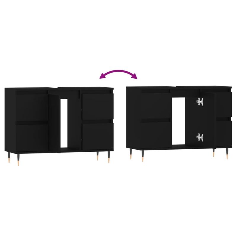 Casa si Gradina - Mobilier - Mobilier baie - Comode baie - Comoda pentru baie, negru, 80x33x60 cm, lemn compozit - Infinity.ro