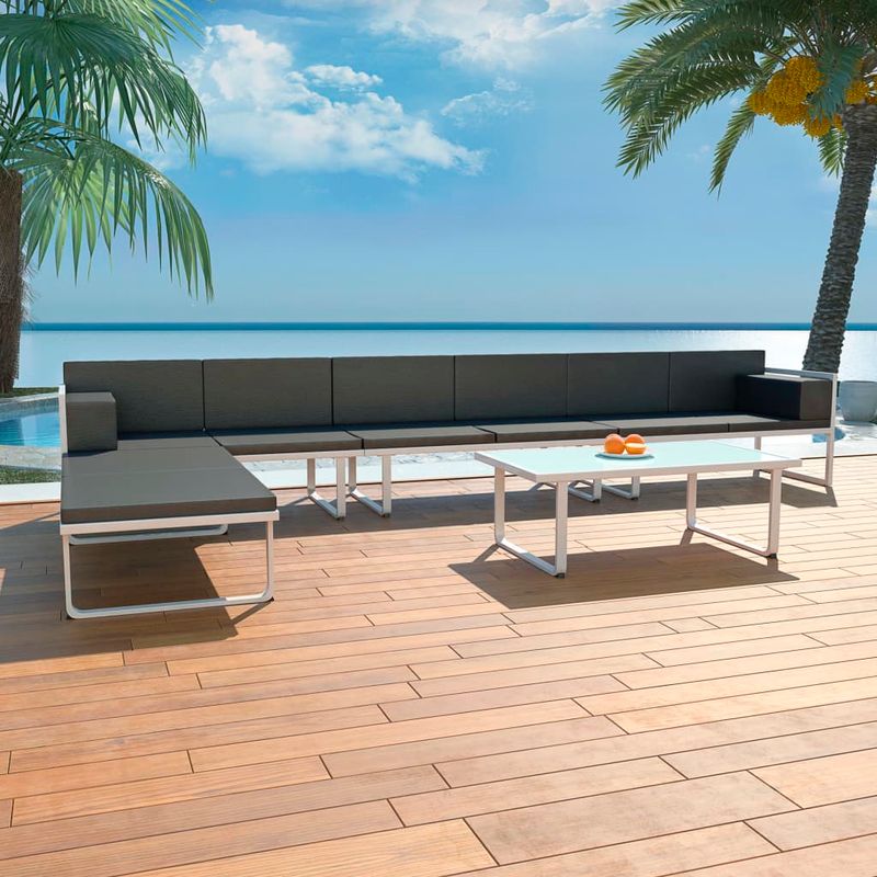 Casa si Gradina - Gradina si terasa - Mobilier exterior - Seturi mobila gradina - Set mobilier gradina, 5 piese, negru, textilena si aluminiu - Infinity.ro