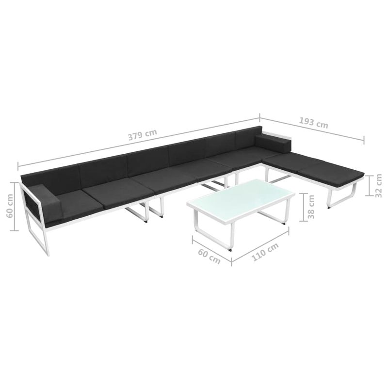 Casa si Gradina - Gradina si terasa - Mobilier exterior - Seturi mobila gradina - Set mobilier gradina, 5 piese, negru, textilena si aluminiu - Infinity.ro
