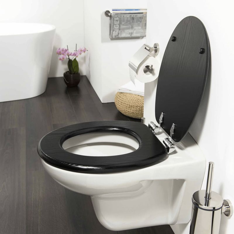 Casa si Gradina/Sanitare/Obiecte sanitare/Vase de toaleta - Tiger Capac WC cu inchidere silentioasa Blackwash negru MDF 252030746 - Infinity.ro