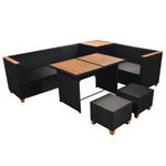 Casa si Gradina - Gradina si terasa - Mobilier exterior - Seturi mobila gradina - Set mobilier de gradina cu perne, 7 piese, negru, poliratan - Infinity.ro