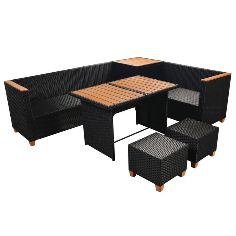 Casa si Gradina - Gradina si terasa - Mobilier exterior - Seturi mobila gradina - Set mobilier de gradina cu perne, 7 piese, negru, poliratan - Infinity.ro