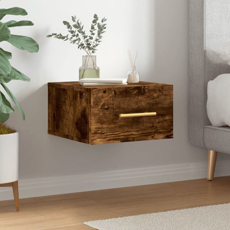 Casa si Gradina - Mobilier - Comode si corpuri - Noptiere - Noptiera de perete, stejar afumat, 35x35x20 cm - Infinity.ro
