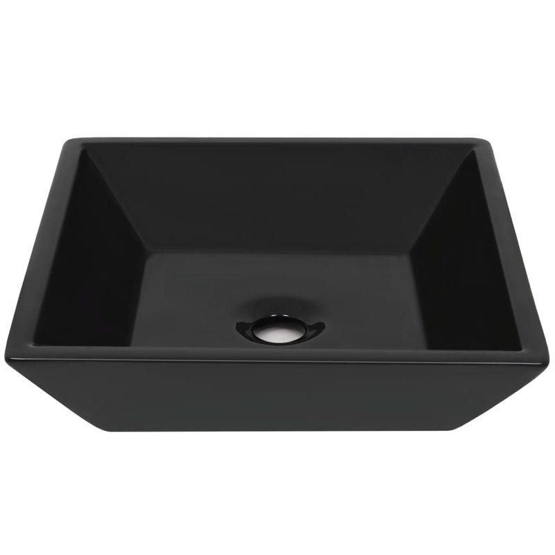 Casa si Gradina - Sanitare - Lavoar baie si accesorii - Lavoare si piedestale - Chiuveta ceramica patrata, Negru, 41,5x41,5x12 cm - Infinity.ro