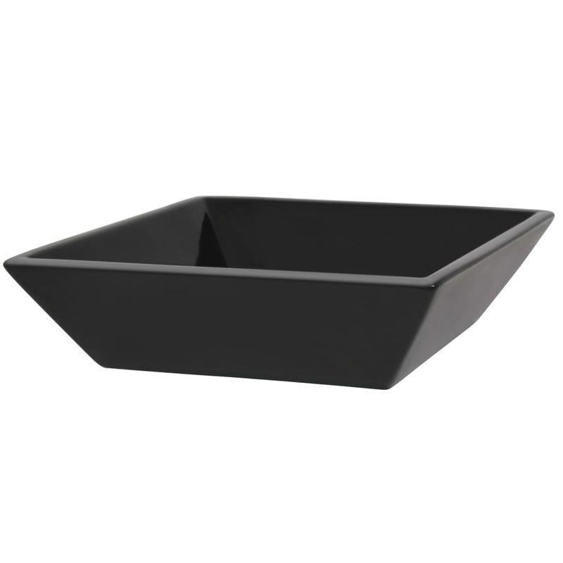 Casa si Gradina - Sanitare - Lavoar baie si accesorii - Lavoare si piedestale - Chiuveta ceramica patrata, Negru, 41,5x41,5x12 cm - Infinity.ro