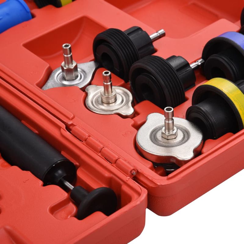 Auto si Moto - Reparatii si depanare - Scule auto - Scule si truse auto - Set testare presiune capac radiator si sistem racire, 18 piese - Infinity.ro