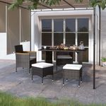 Casa si Gradina - Gradina si terasa - Mobilier exterior - Scaune si sezlonguri gradina - Set cu scaun de gradina si taburet, 4 piese, negru, poliratan - Infinity.ro