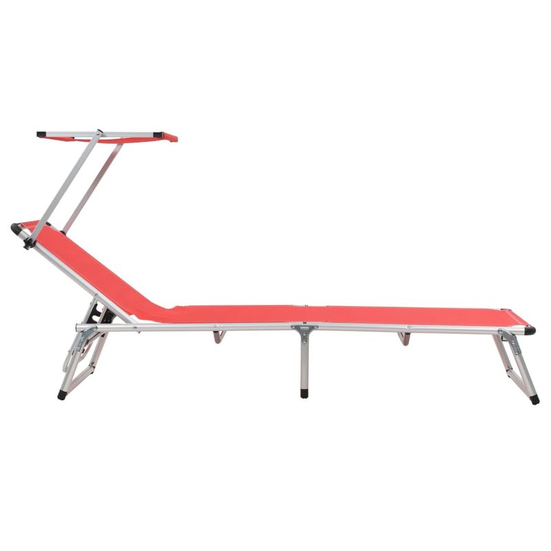 Casa si Gradina - Gradina si terasa - Mobilier exterior - Scaune si sezlonguri gradina - Sezlonguri pliabile cu acoperis 2 buc. rosu, aluminiu&textilena - Infinity.ro