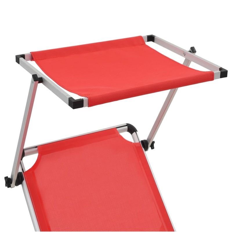 Casa si Gradina - Gradina si terasa - Mobilier exterior - Scaune si sezlonguri gradina - Sezlonguri pliabile cu acoperis 2 buc. rosu, aluminiu&textilena - Infinity.ro