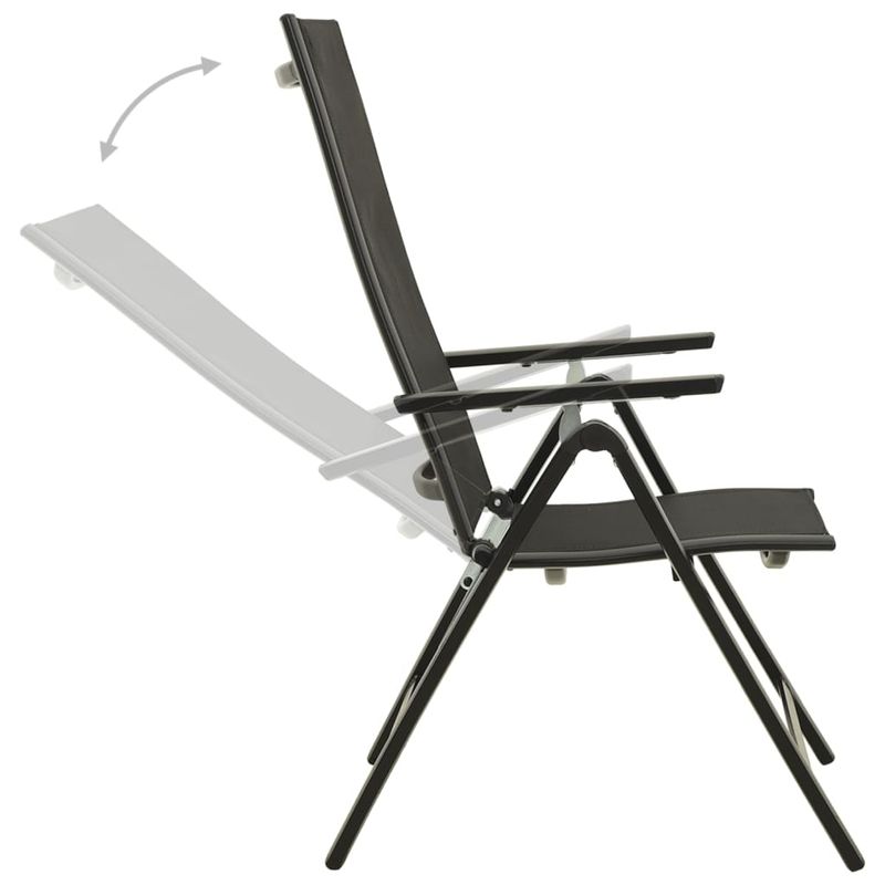 Casa si Gradina - Gradina si terasa - Mobilier exterior - Scaune si sezlonguri gradina - Scaune de gradina pliante, 2 buc., negru, textilena&aluminiu - Infinity.ro