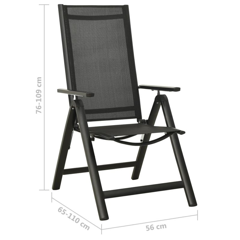 Casa si Gradina - Gradina si terasa - Mobilier exterior - Scaune si sezlonguri gradina - Scaune de gradina pliante, 2 buc., negru, textilena&aluminiu - Infinity.ro