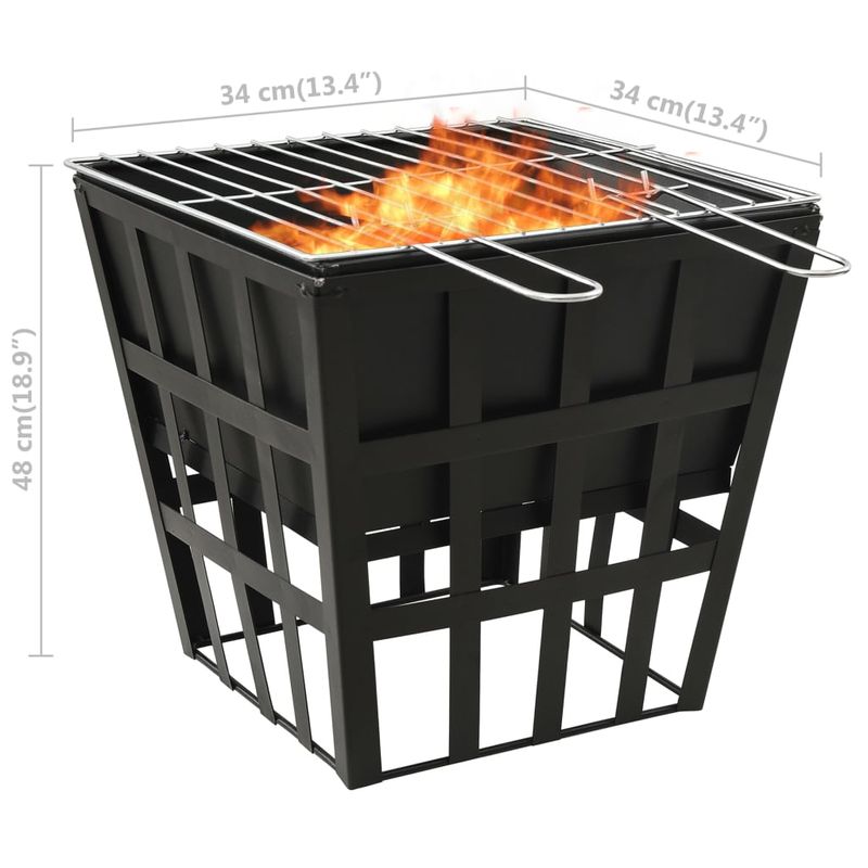 Casa si Gradina - Termice - Sobe, Seminee si accesorii - Seminee - Vatra de foc 2-in-1 cu gratar, 34x34x48 cm, otel - Infinity.ro