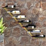 Casa si Gradina - Bucatarie si vesela - Accesorii bar - Carafe si decantoare - Suport sticle de vin, de perete, 7 sticle, auriu, metal - Infinity.ro