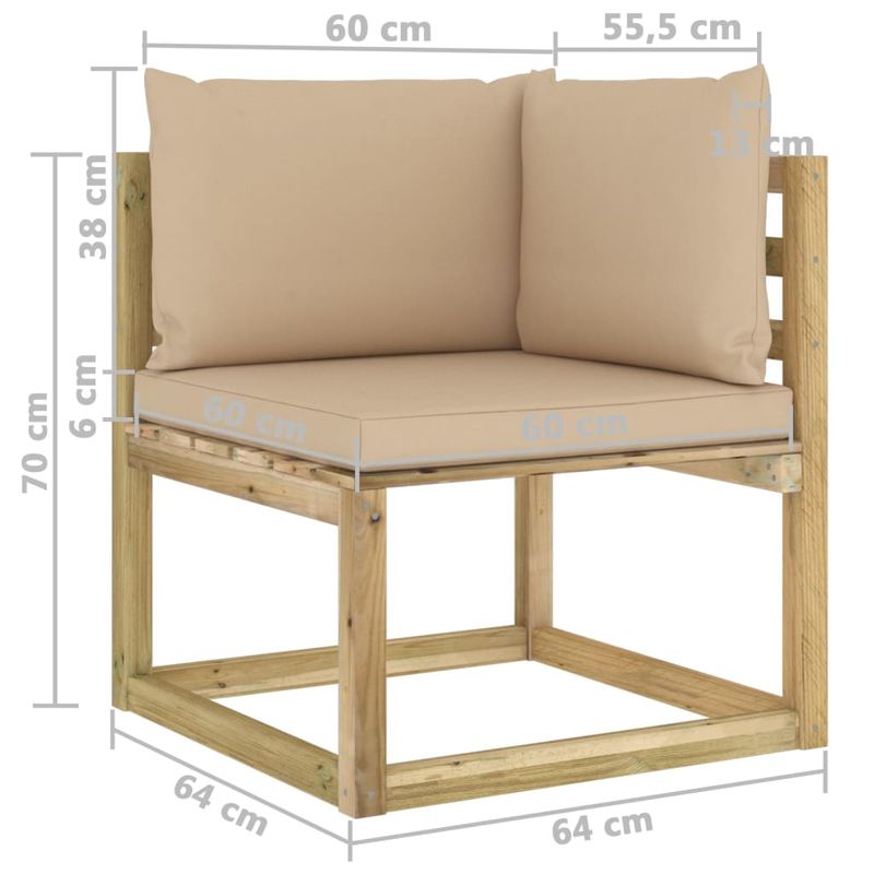 Casa si Gradina - Gradina si terasa - Mobilier exterior - Seturi mobila gradina - Set mobilier de gradina cu perne, 7 piese, lemn de pin tratat - Infinity.ro